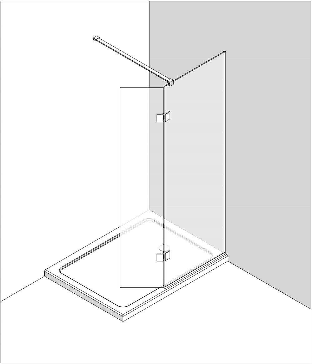 Wetroom Shower Screen with Hinged Return Panel